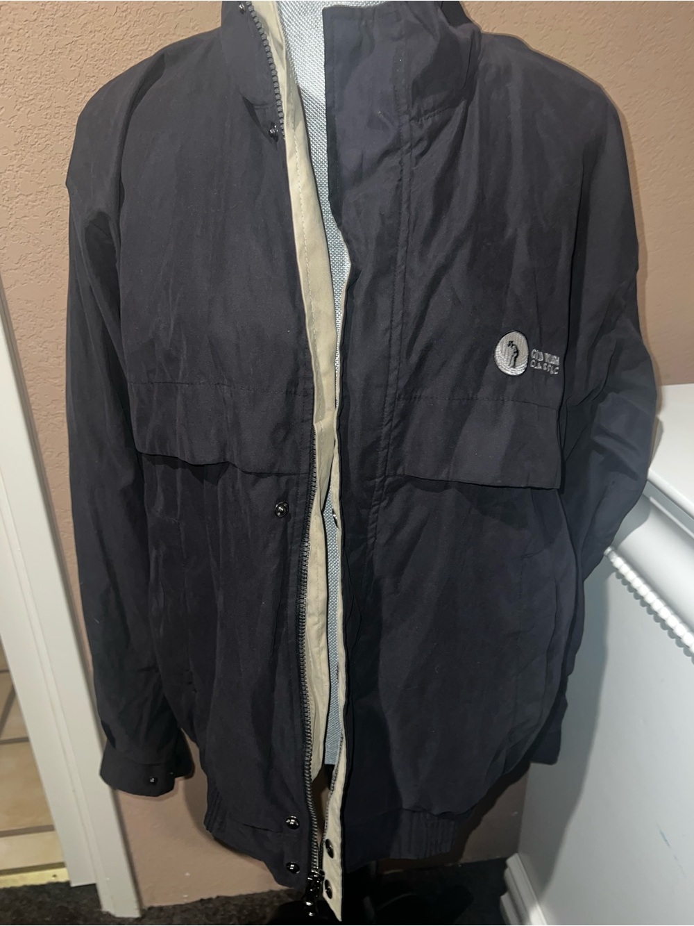 Men's Black Windbreaker Jacket with golf Logo
